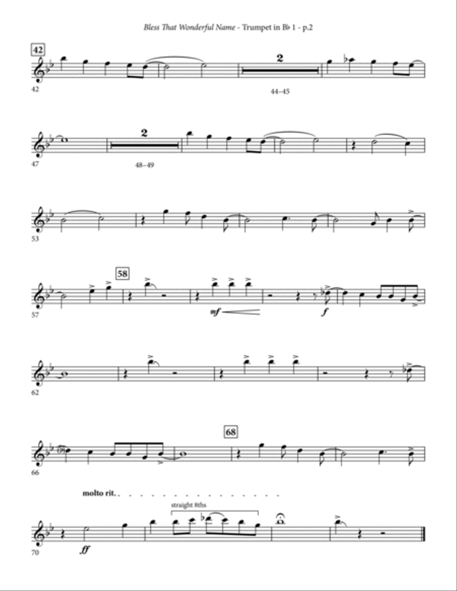Bless That Wonderful Name (arr. Michael Ware) - Bb Trumpet 1 Choir scores gallery preview page 2