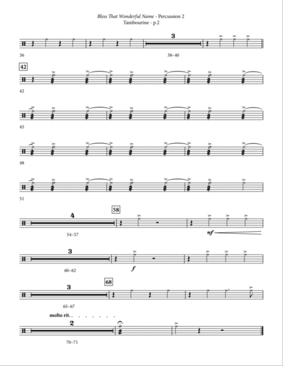 Bless That Wonderful Name (arr. Michael Ware) - Percussion 2 Choir scores gallery preview page 2