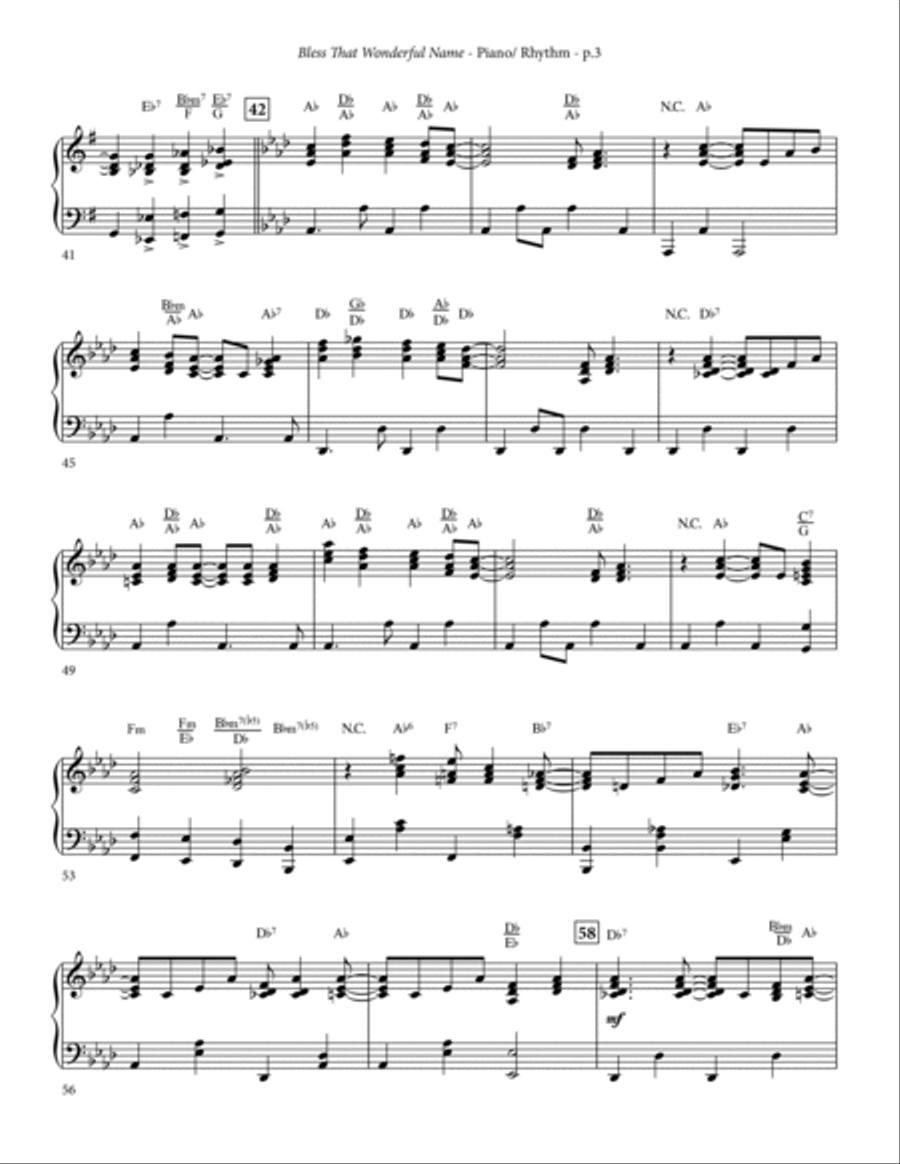 Bless That Wonderful Name (arr. Michael Ware) - Piano/Rhythm Choir scores gallery preview page 3