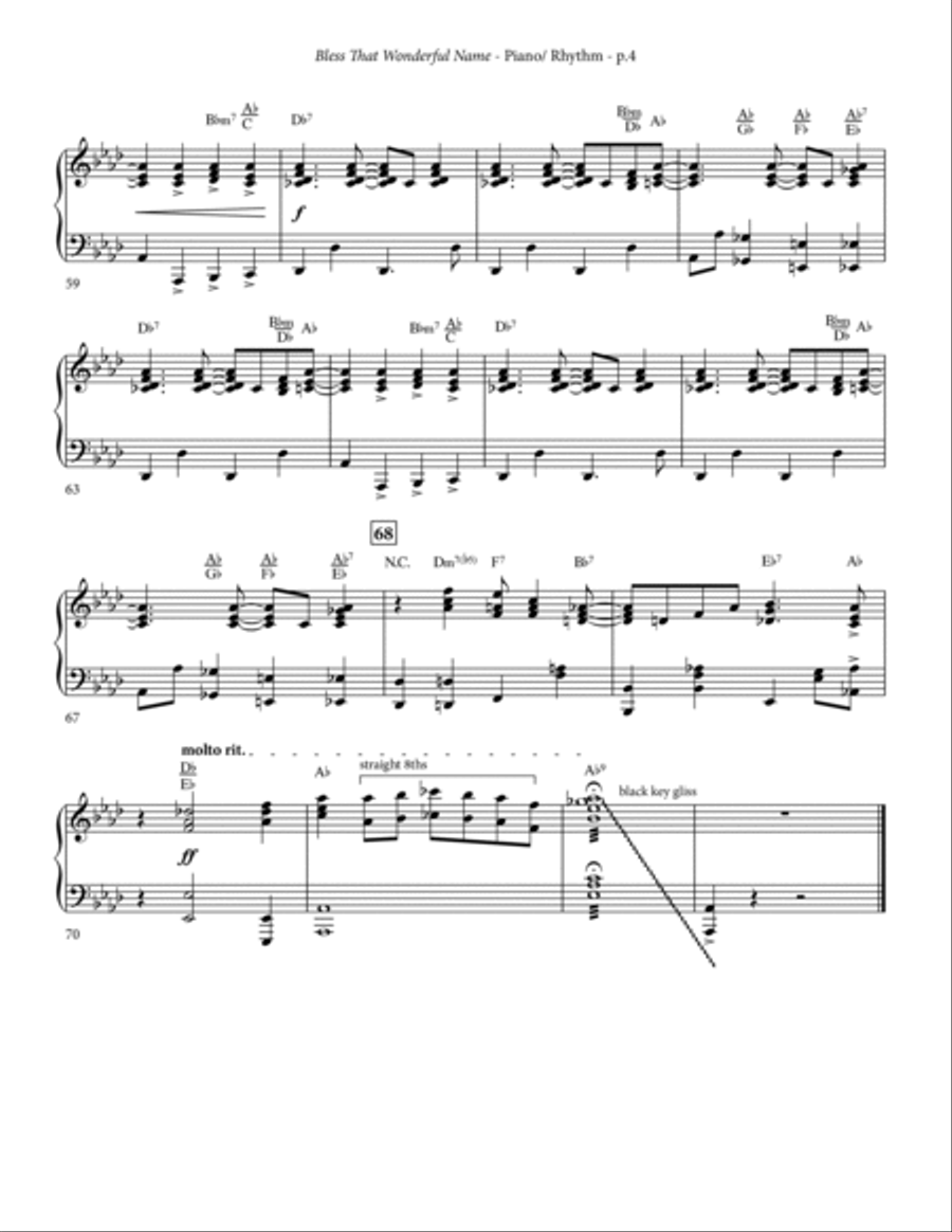 Bless That Wonderful Name (arr. Michael Ware) - Piano/Rhythm Choir scores gallery preview page 4