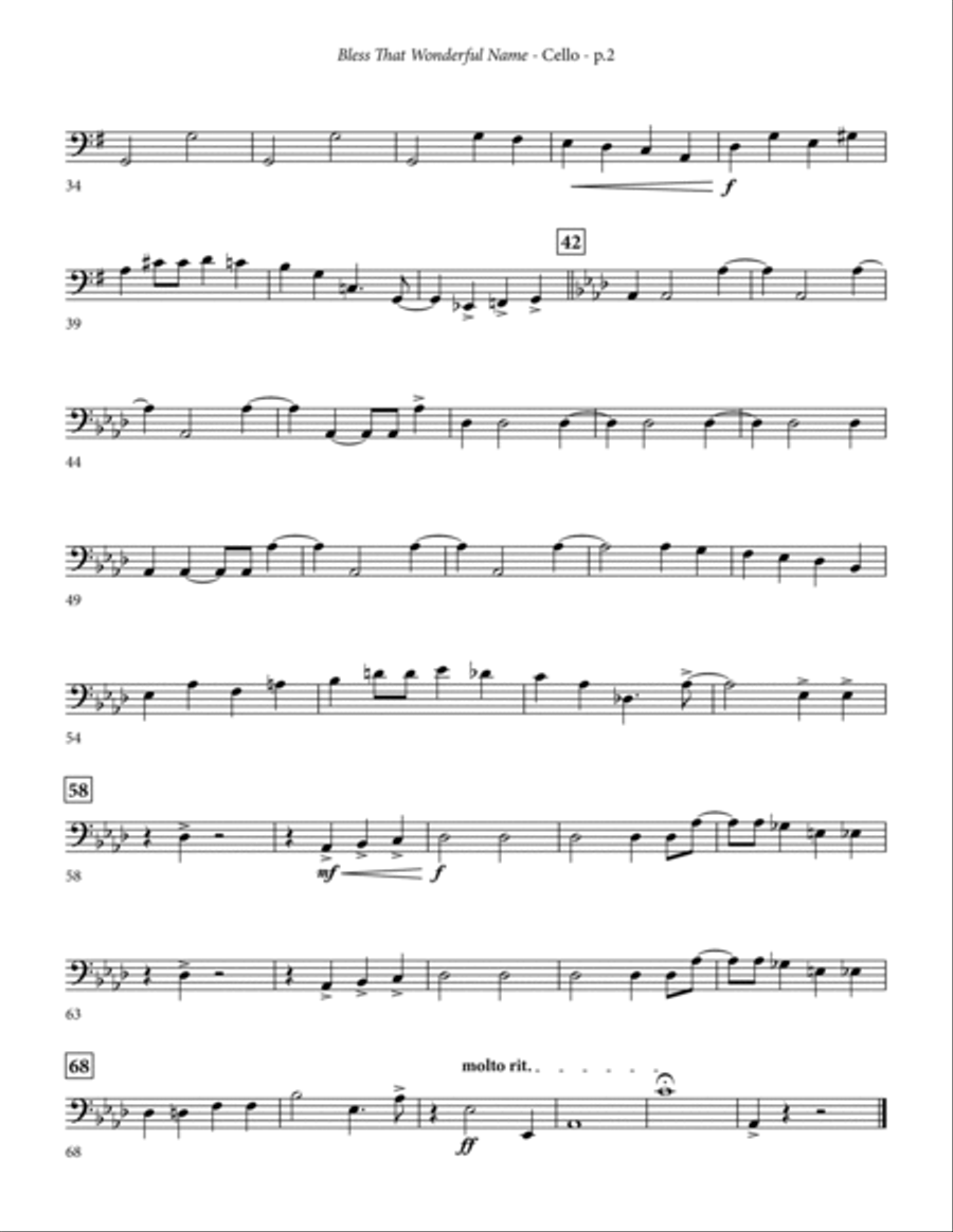 Bless That Wonderful Name (arr. Michael Ware) - Cello Choir scores gallery preview page 2