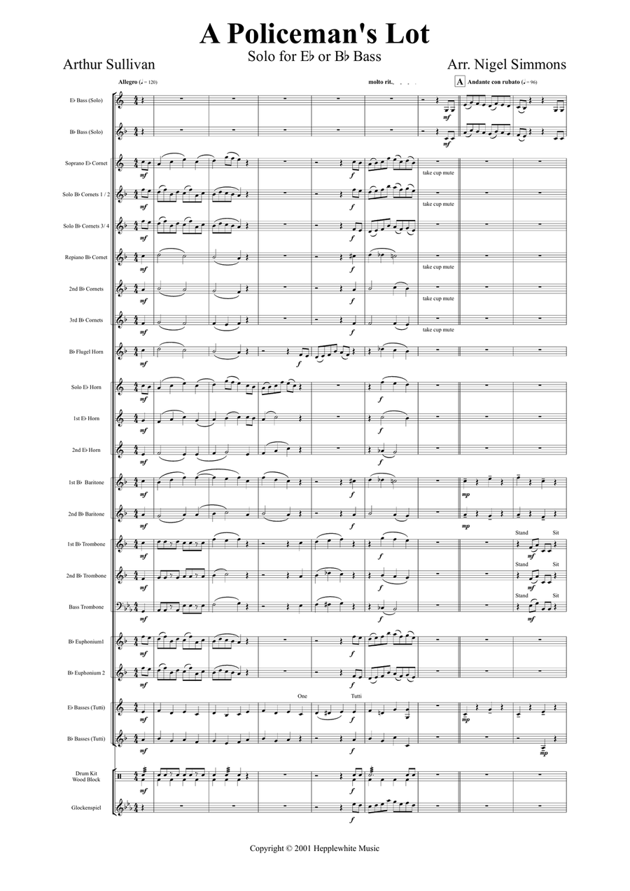 A Policeman's Lot Is Not A Happy One (The Pirates of Penzance) Brass Band scores gallery preview page 2