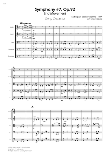 Symphony No.7, Op.92 - Allegretto - String Orchestra (Full Score) - Score Only