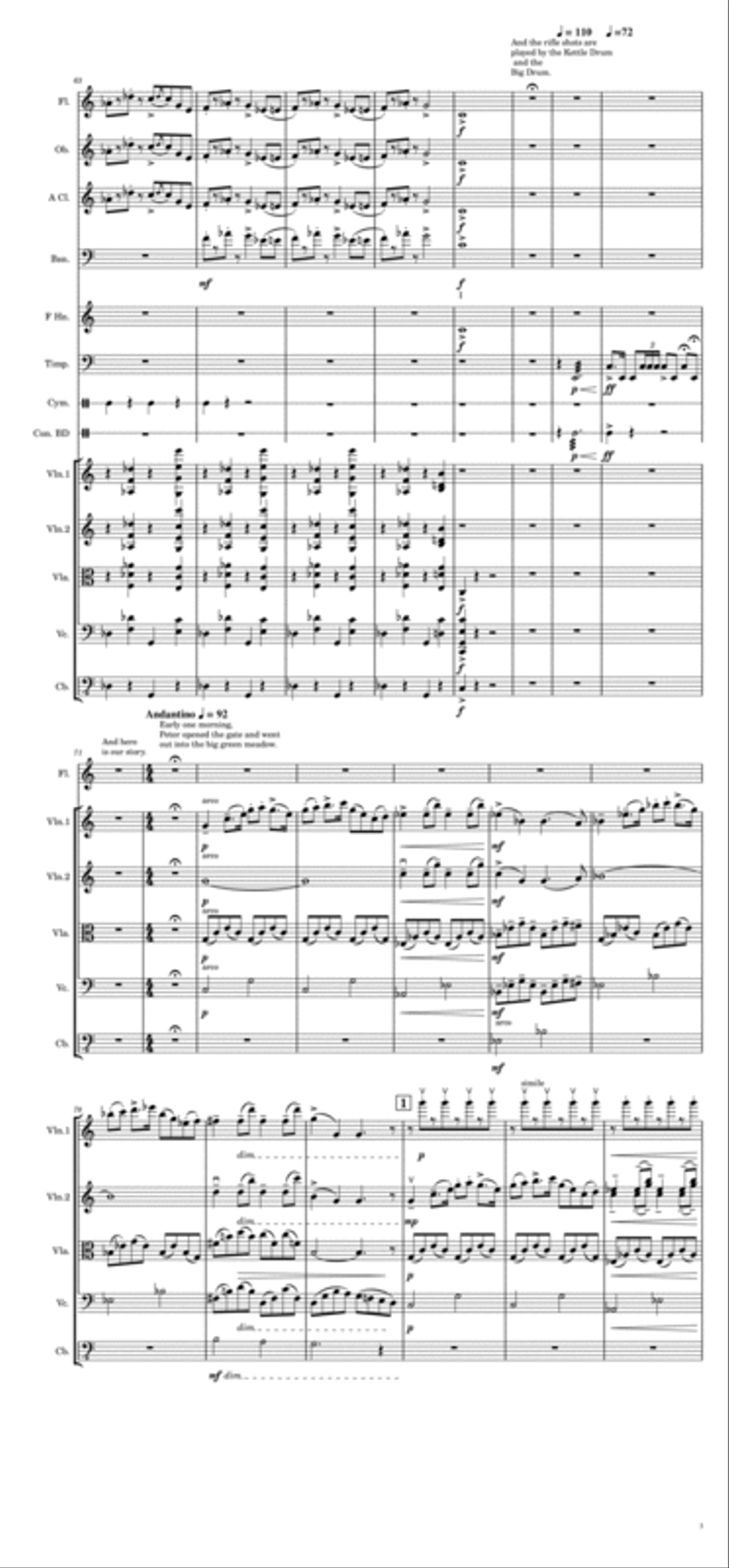 Sergei Prokofiev - Peter and the Wolf, Op.67 - For Symphony Orchestra Full Score Full Orchestra scores gallery preview page 3