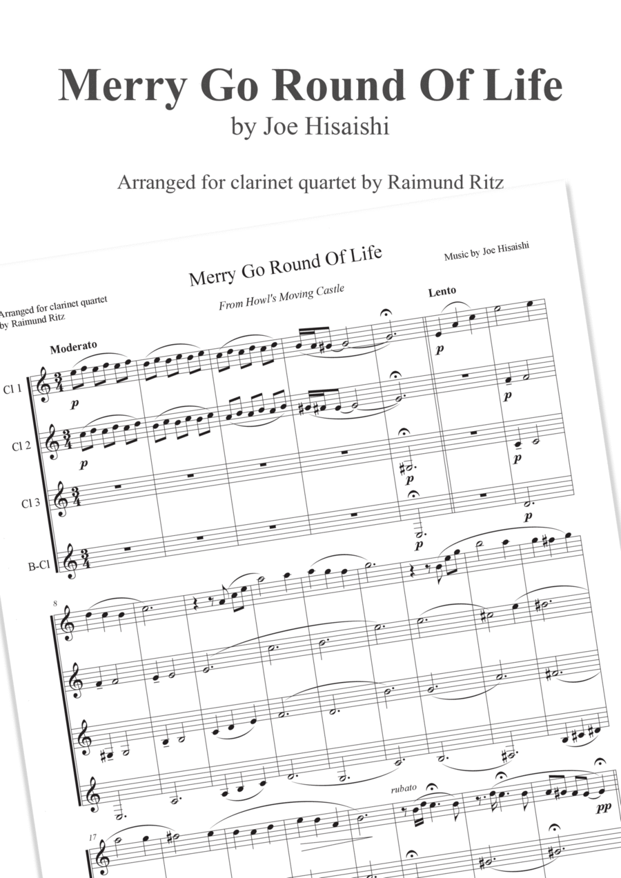 Merry-go-round Of Life Clarinet Quartet scores gallery preview page 1