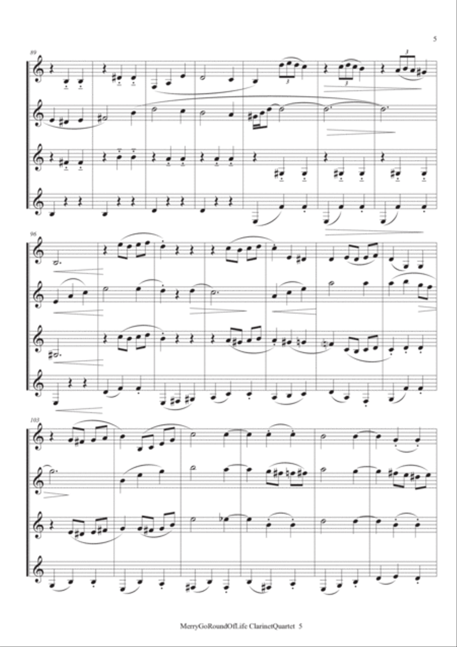 Merry-go-round Of Life Clarinet Quartet scores gallery preview page 6