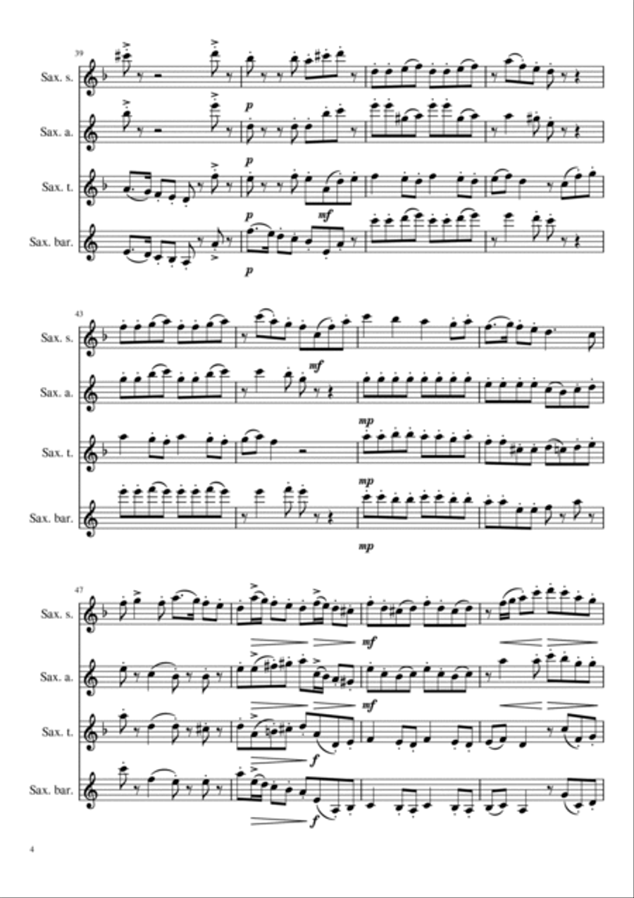A Klezmer Karnival Saxophone Quartet scores gallery preview page 4