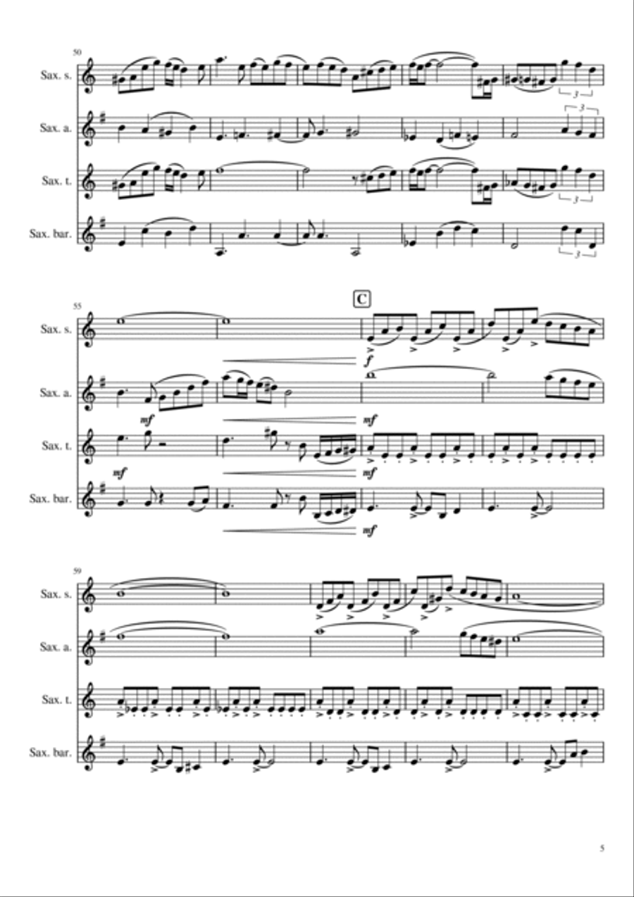 Libertango Saxophone Quartet scores gallery preview page 5