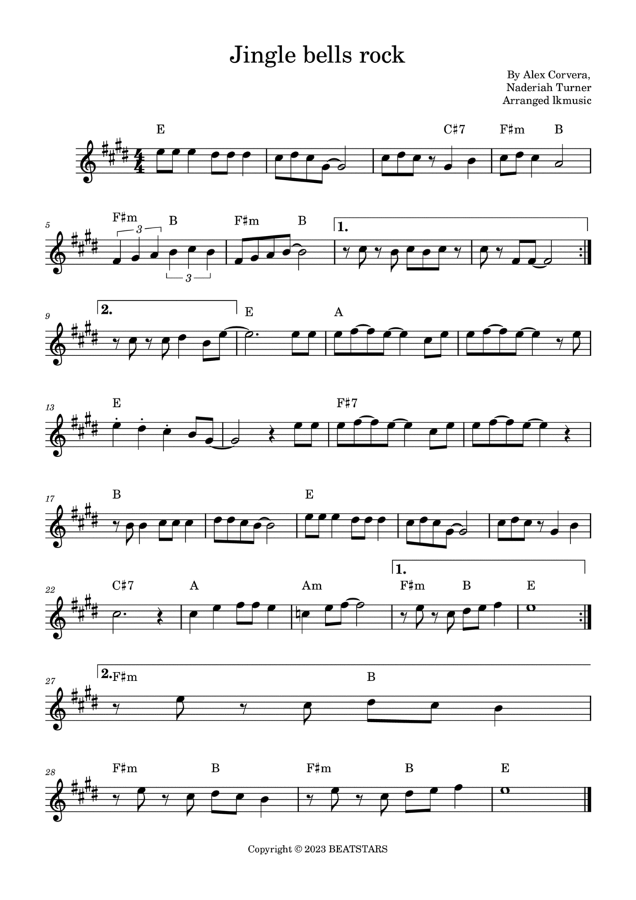 Jingle Bell Rock Soprano Saxophone scores gallery preview page 1