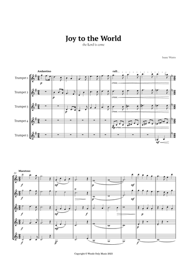 Joy to the World by for Trumpet Quintet