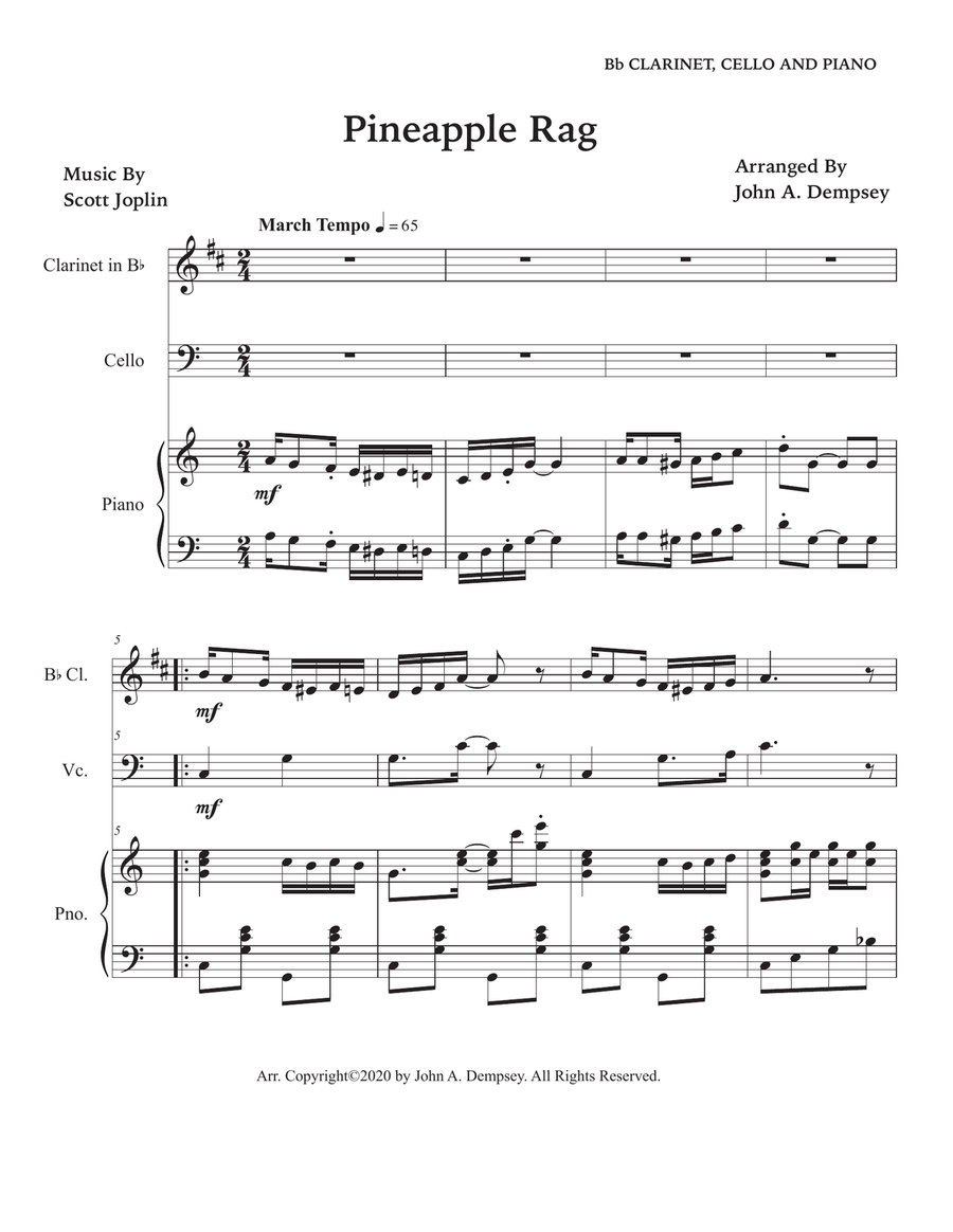 Pineapple Rag (Trio for Clarinet, Cello and Piano) Small Ensemble scores gallery preview page 5