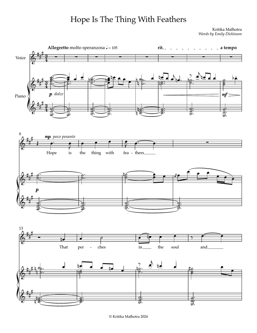 Hope is The Thing With Feathers Chamber Music scores gallery preview page 1