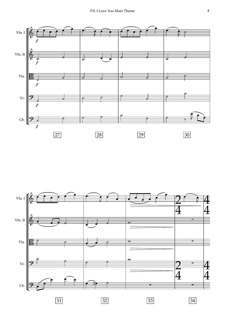 P.s. I Love You Main Theme String Orchestra scores gallery preview page 5