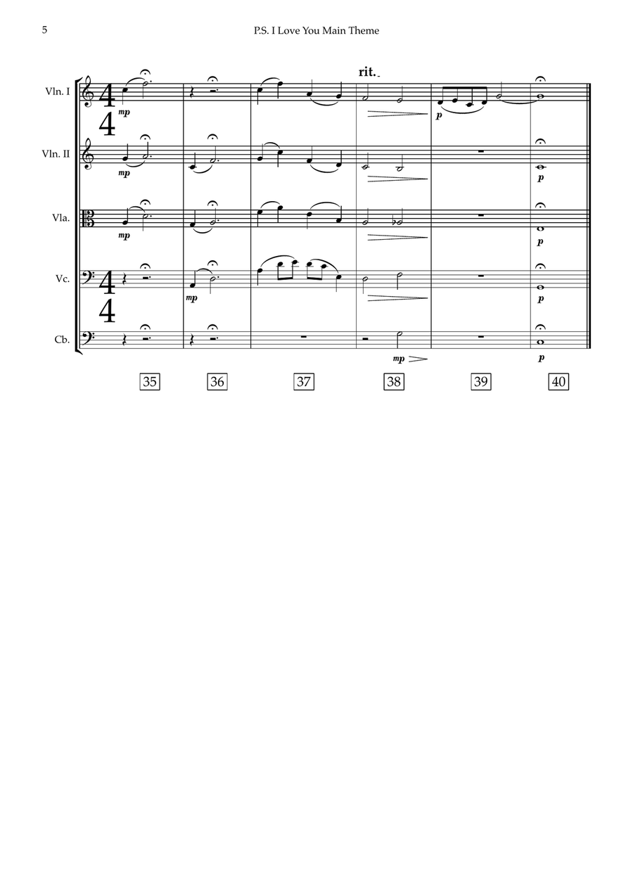 P.s. I Love You Main Theme String Orchestra scores gallery preview page 6