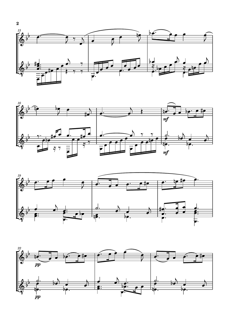 SICILIENNE [GABRIEL FAURÉ] FOR VIOLIN AND GUITAR String Duet scores gallery preview page 3