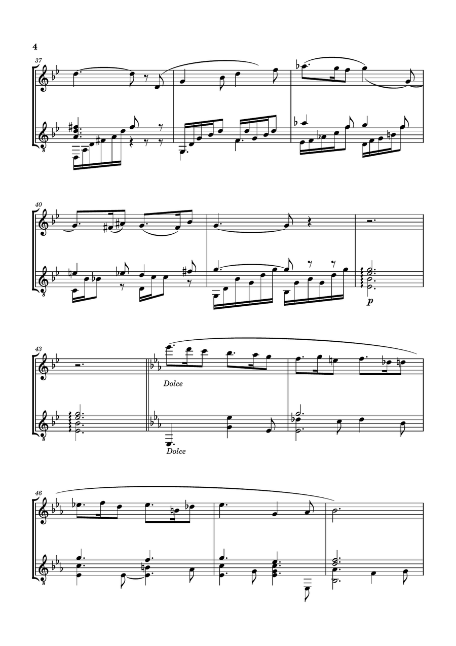 SICILIENNE [GABRIEL FAURÉ] FOR VIOLIN AND GUITAR String Duet scores gallery preview page 5