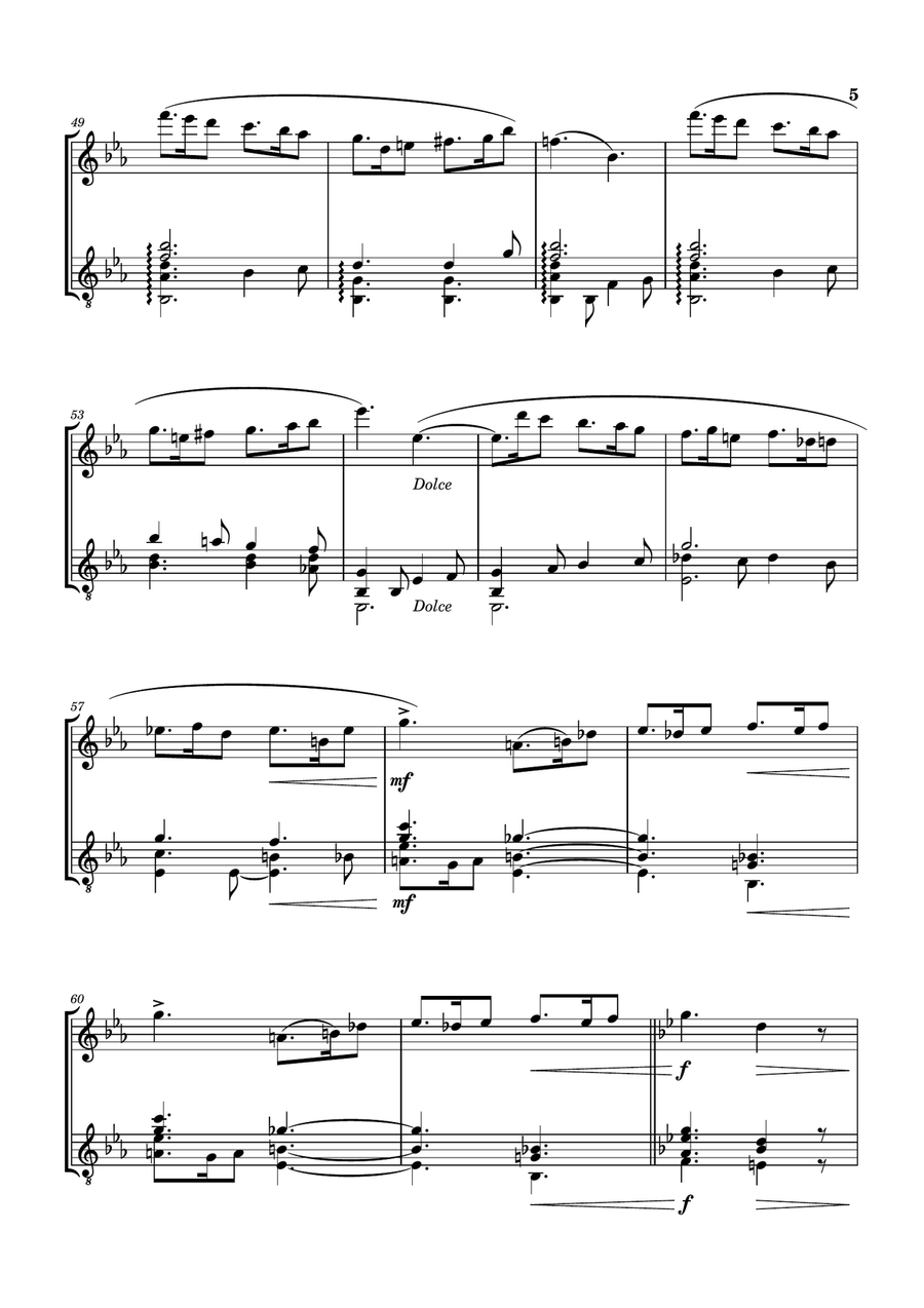 SICILIENNE [GABRIEL FAURÉ] FOR VIOLIN AND GUITAR String Duet scores gallery preview page 6