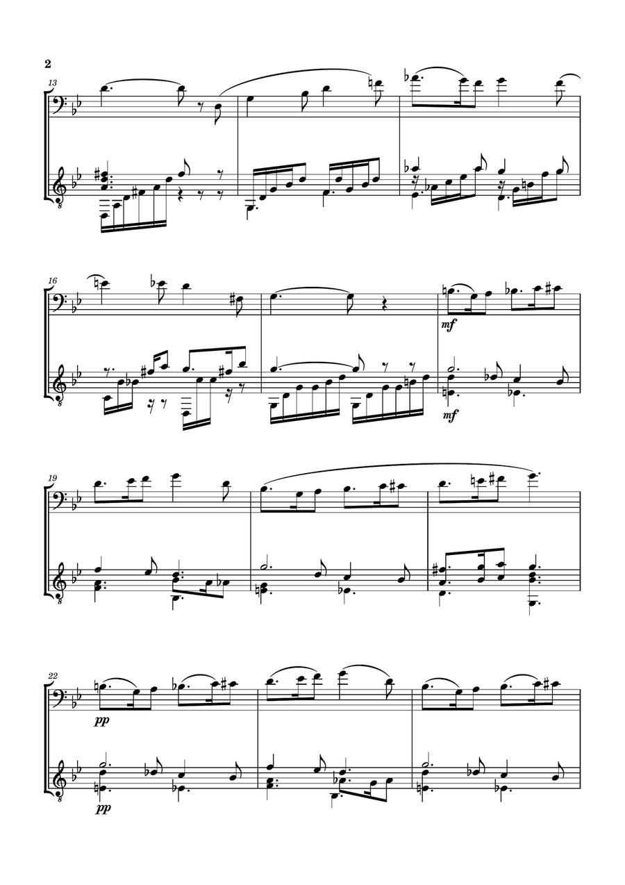 SICILIENNE [GABRIEL FAURÉ] FOR CELLO AND GUITAR String Duet scores gallery preview page 3