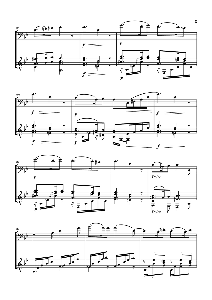 SICILIENNE [GABRIEL FAURÉ] FOR CELLO AND GUITAR String Duet scores gallery preview page 4