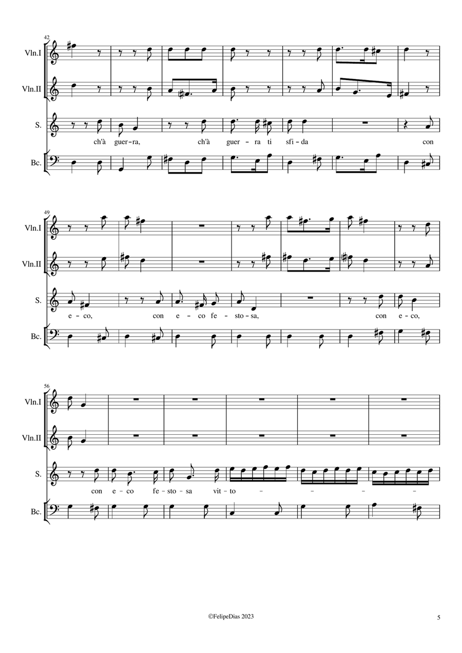 Vanne intrepido (from La Statira) Small Ensemble scores gallery preview page 5