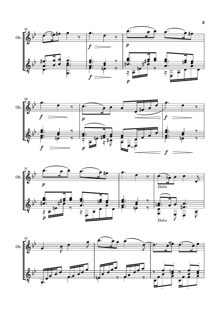 SICILIENNE [GABRIEL FAURÉ] FOR OBOE AND GUITAR Oboe scores gallery preview page 4