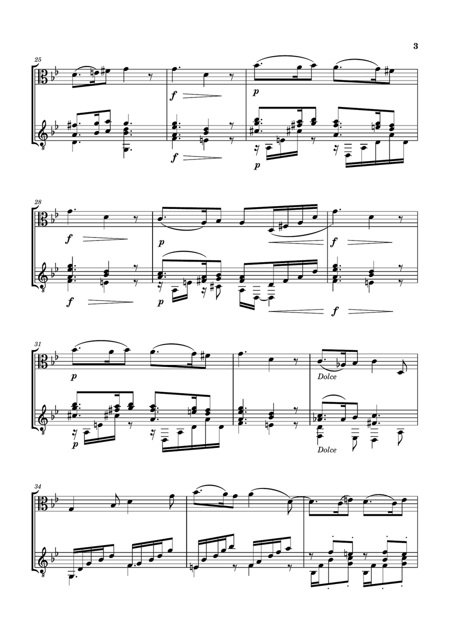 SICILIENNE [GABRIEL FAURÉ] FOR VIOLA AND GUITAR String Duet scores gallery preview page 4