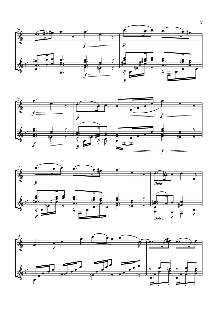 SICILIENNE Op. 78 FOR CLARINET AND CLASSICAL GUITAR Clarinet scores gallery preview page 4