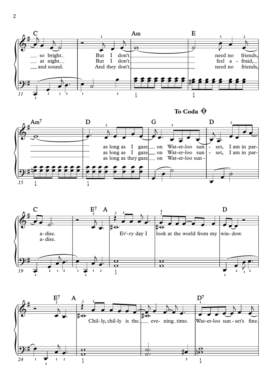Waterloo Sunset Waterloo Sunset Piano, Vocal scores gallery preview page 2