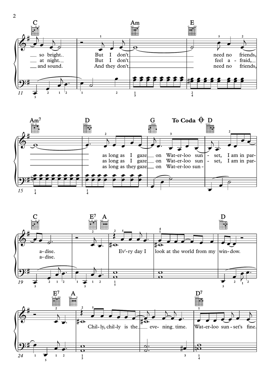 Waterloo Sunset Waterloo Sunset Piano, Vocal scores gallery preview page 2