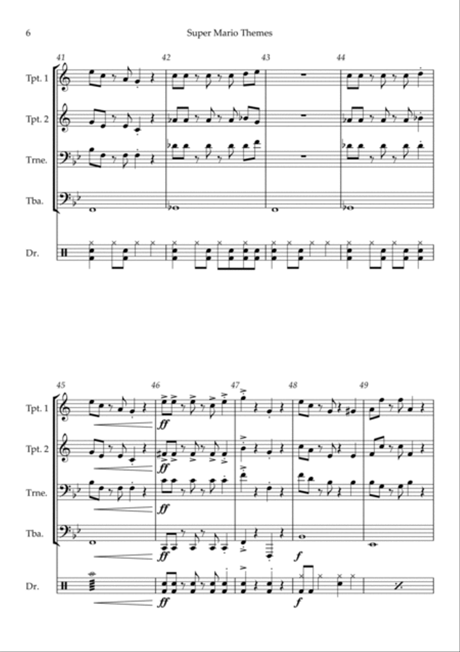 Super Mario Bros Theme Brass Quartet scores gallery preview page 6