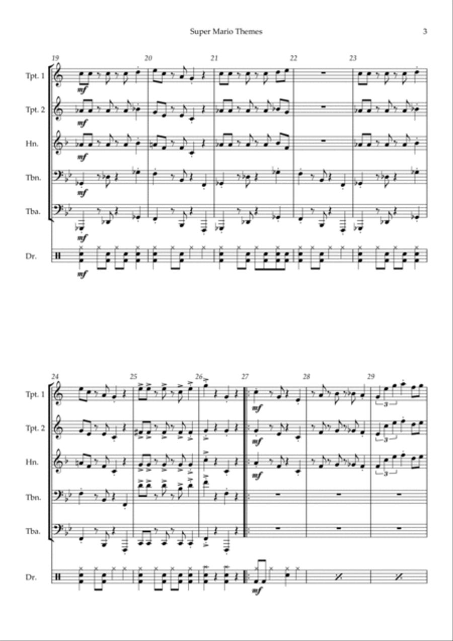 Super Mario Bros Theme Brass Quintet scores gallery preview page 3