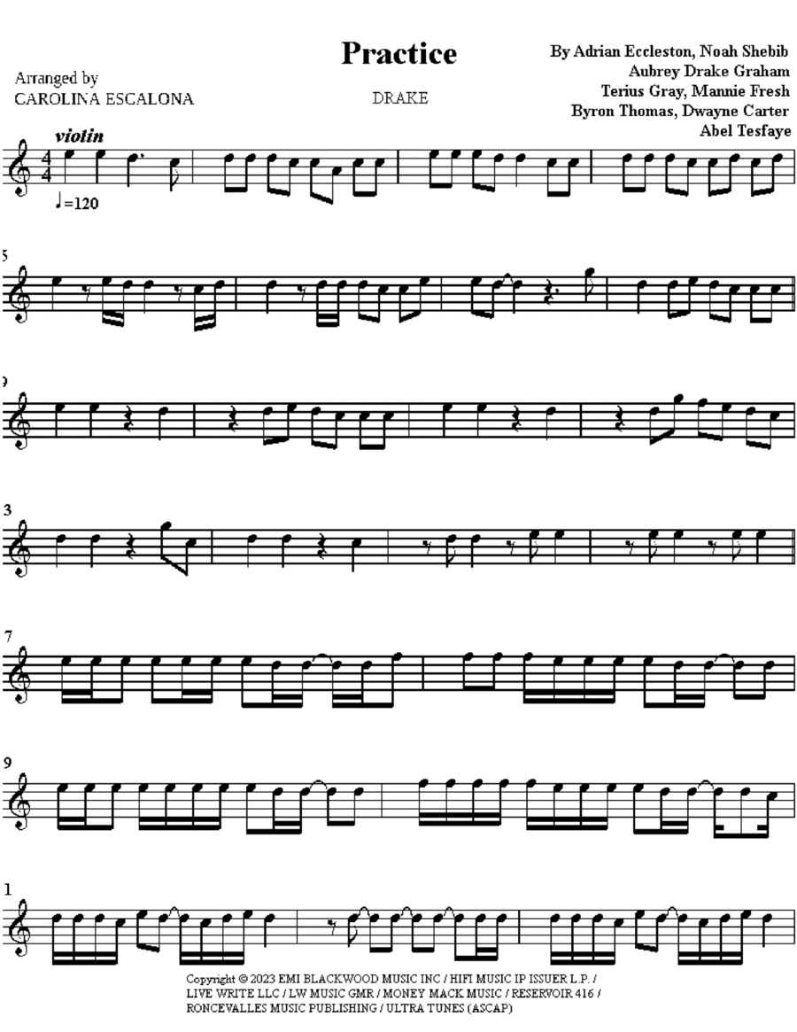Practice Violin Solo scores gallery preview page 1