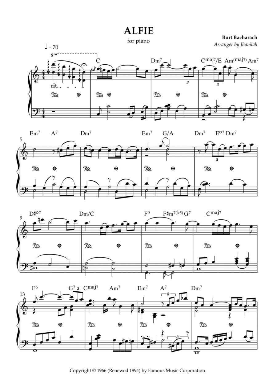 Alfie Piano Solo scores gallery preview page 1