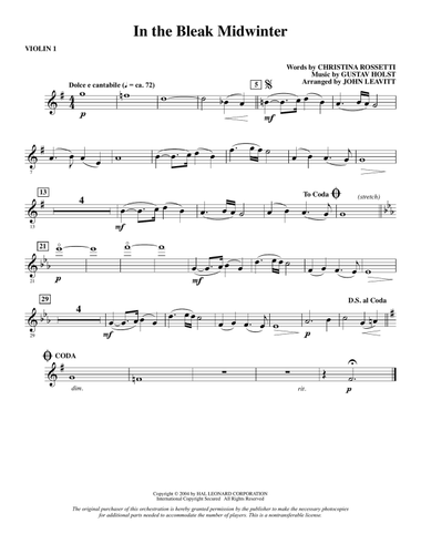 In The Bleak Midwinter (arr. John Leavitt) - Violin 1