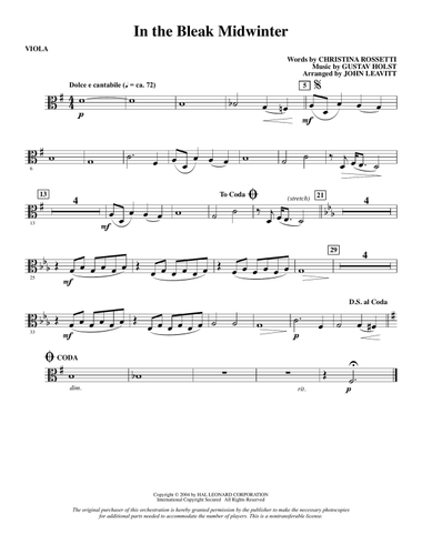 In The Bleak Midwinter (arr. John Leavitt) - Viola