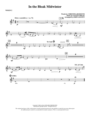 In The Bleak Midwinter (arr. John Leavitt) - Violin 2