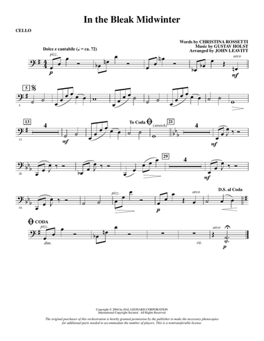 In The Bleak Midwinter (arr. John Leavitt) - Cello