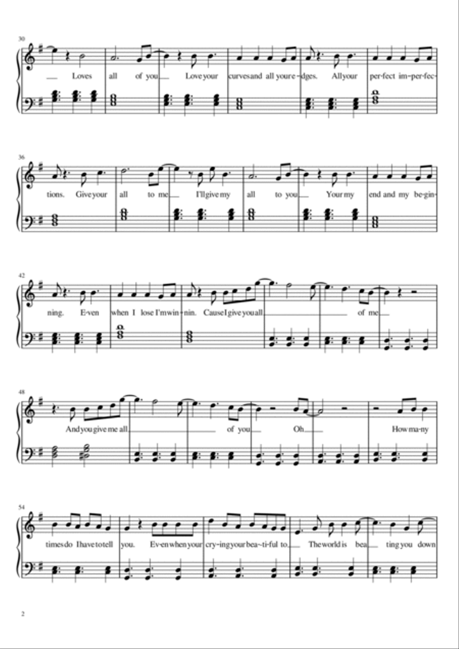 All of Me in G Major Easy Piano scores gallery preview page 2