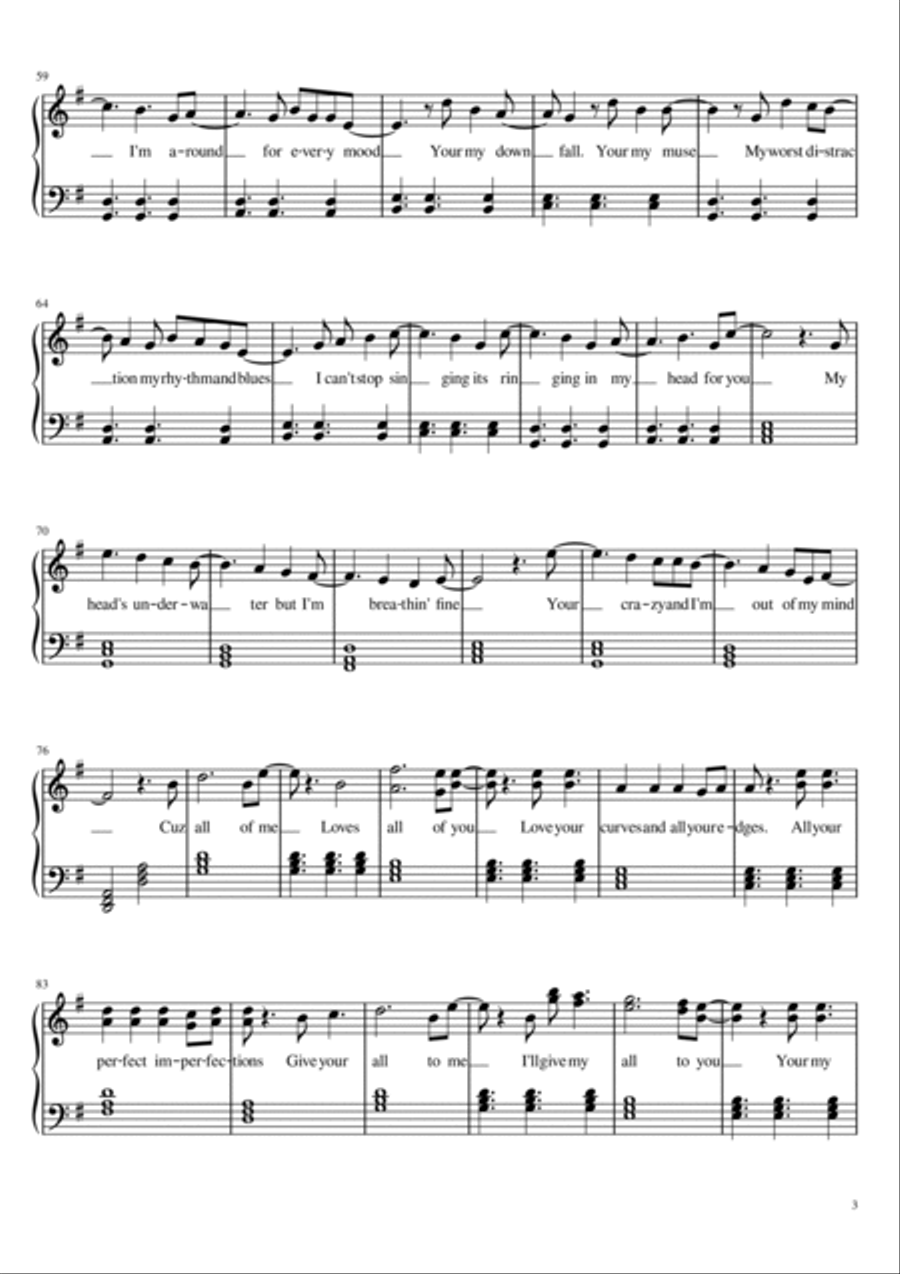 All of Me in G Major Easy Piano scores gallery preview page 3
