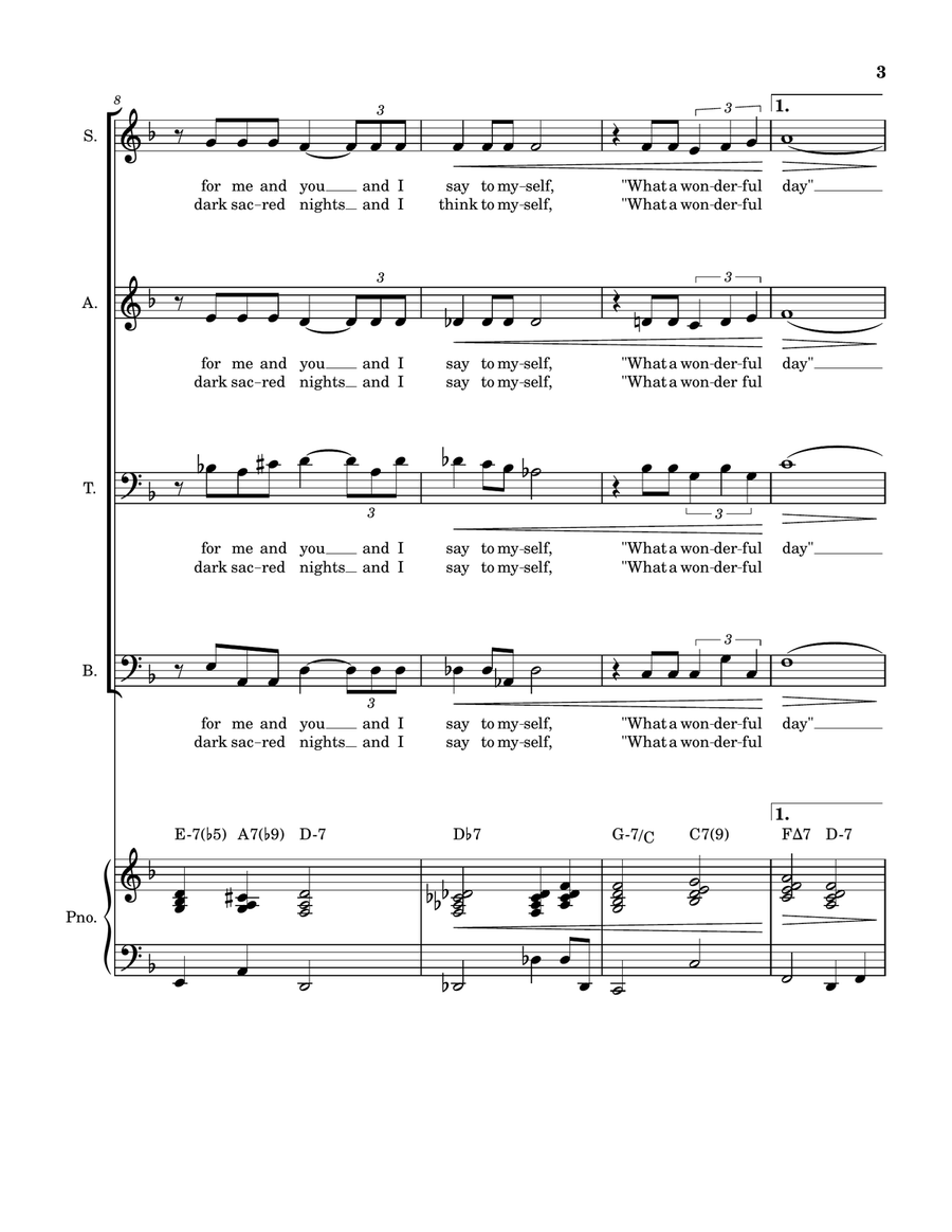 What A Wonderful World What A Wonderful World 4-Part scores gallery preview page 3