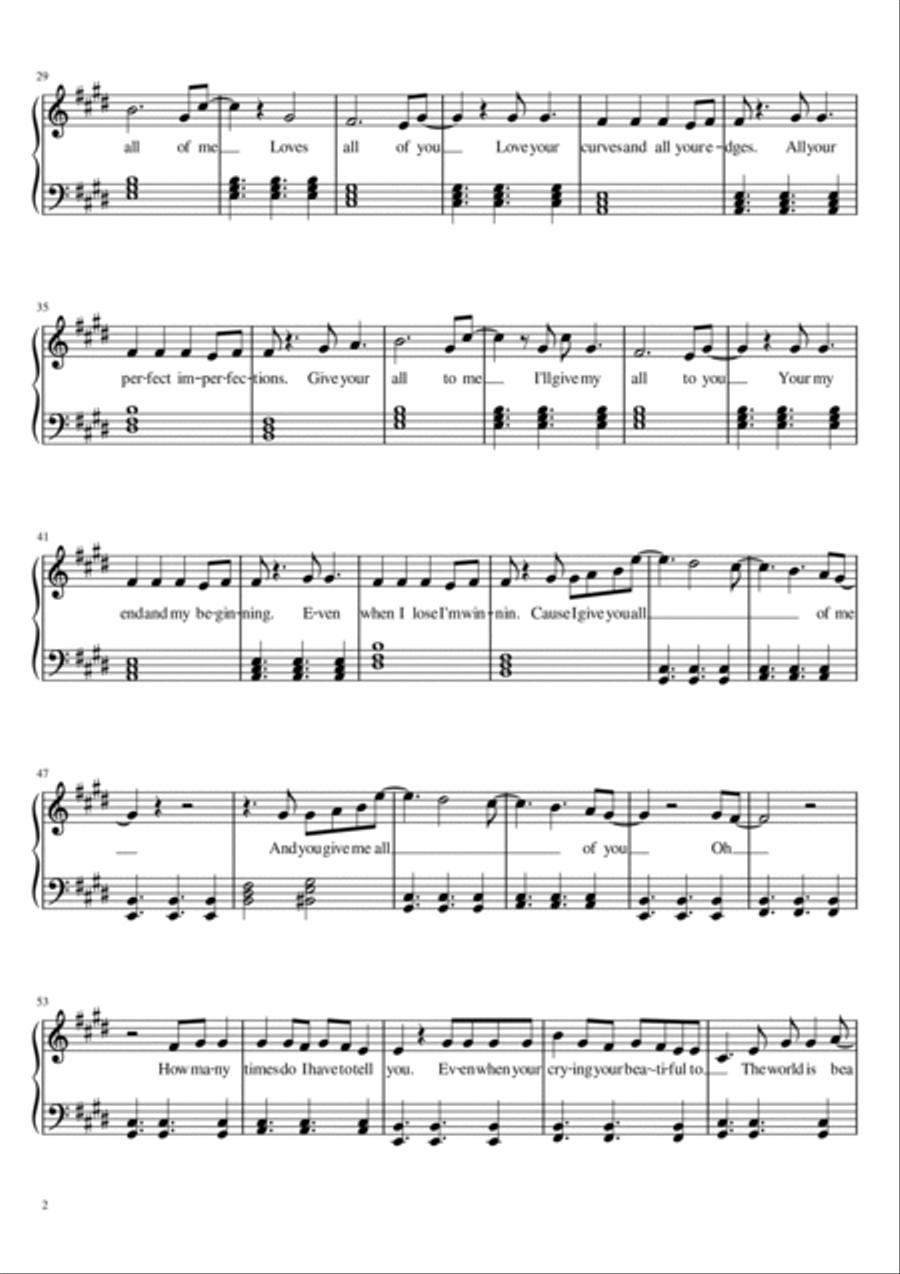 All of Me in E Major A Cappella scores gallery preview page 2