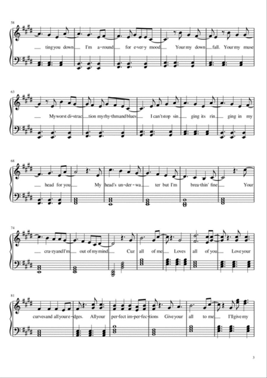 All of Me in E Major A Cappella scores gallery preview page 3