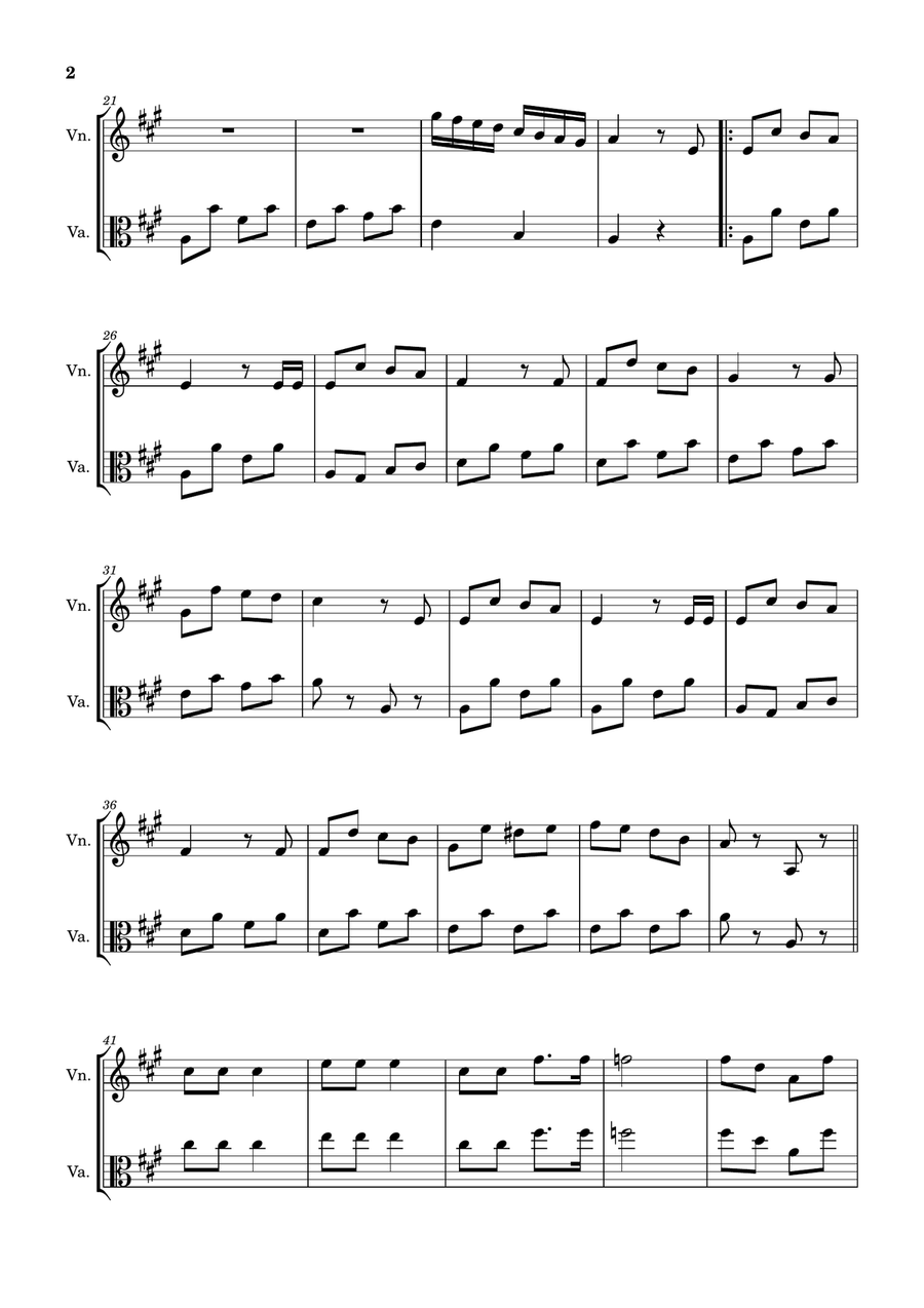 The One Horse Open Sleigh (Jingle Bells) - Arranged for Violin and Viola. String Duet scores gallery preview page 2
