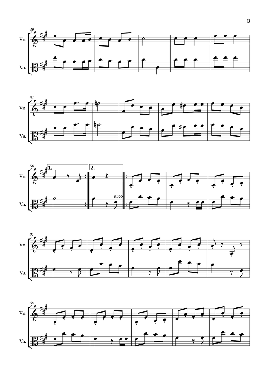 The One Horse Open Sleigh (Jingle Bells) - Arranged for Violin and Viola. String Duet scores gallery preview page 3