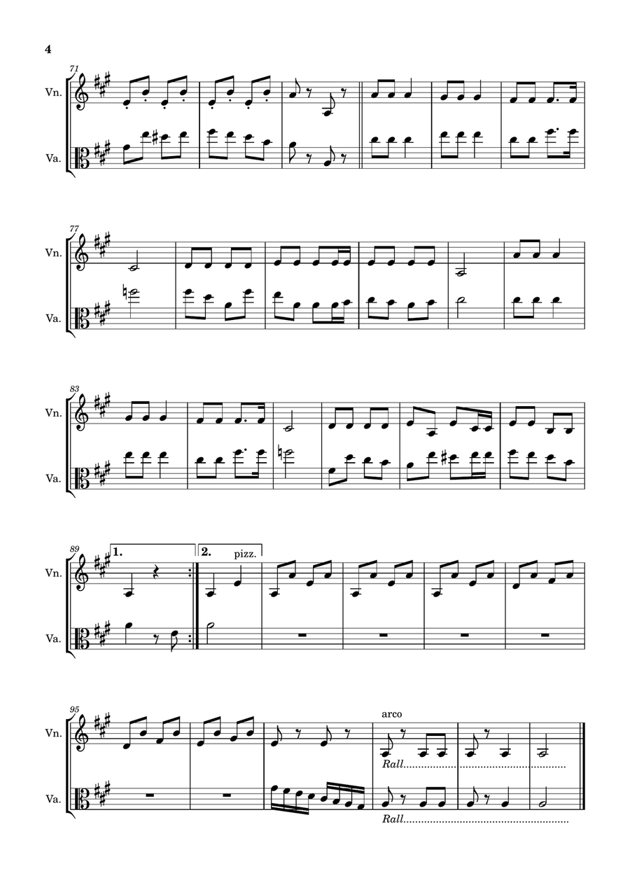 The One Horse Open Sleigh (Jingle Bells) - Arranged for Violin and Viola. String Duet scores gallery preview page 4