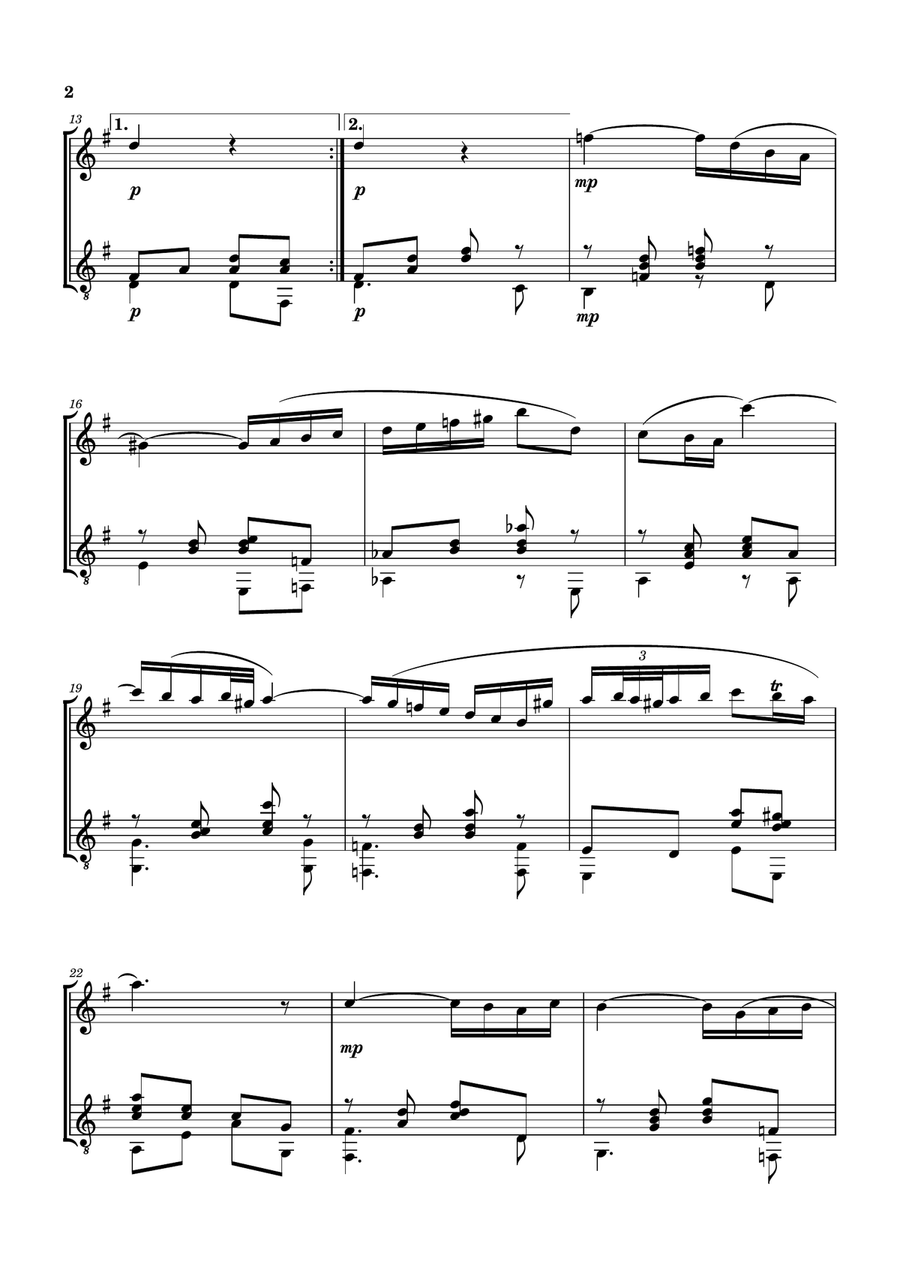 ARIOSO (CANTATA BWV 156) FOR FLUTE AND GUITAR Flute scores gallery preview page 3