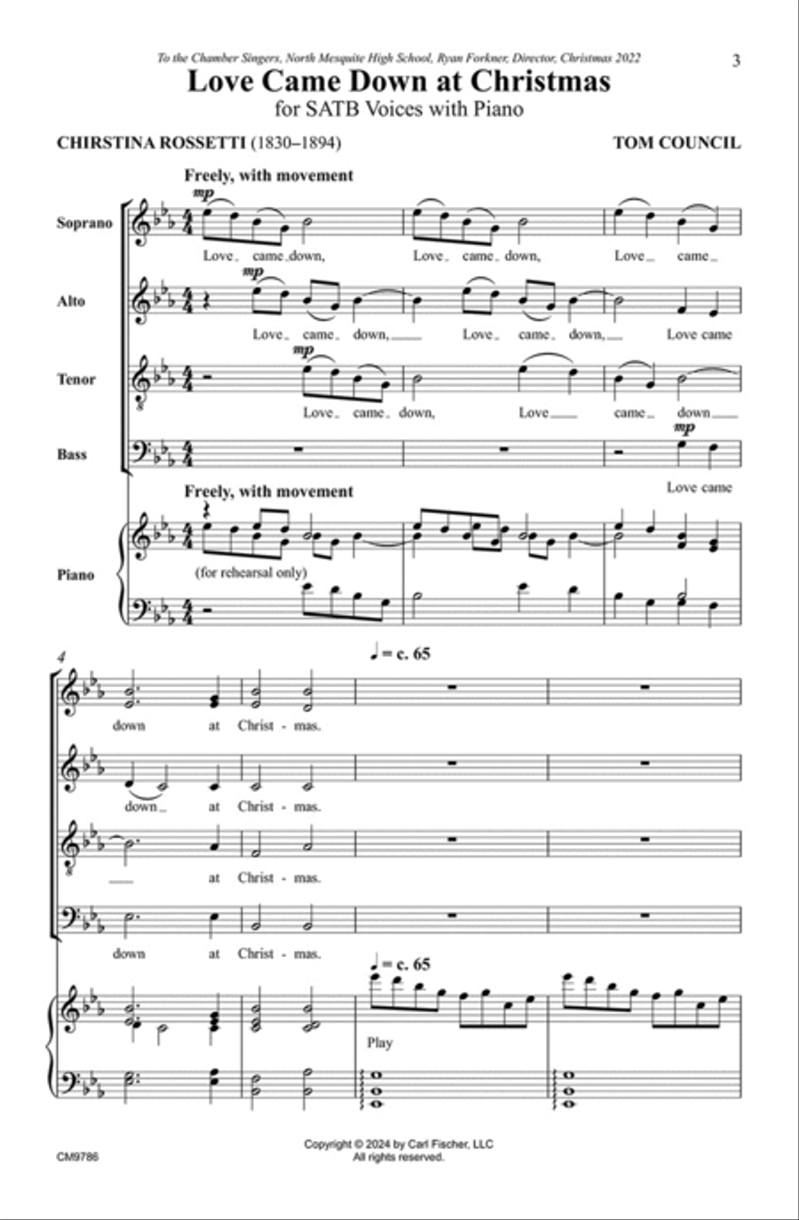 Love Came Down at Christmas 4-Part scores gallery preview page 2
