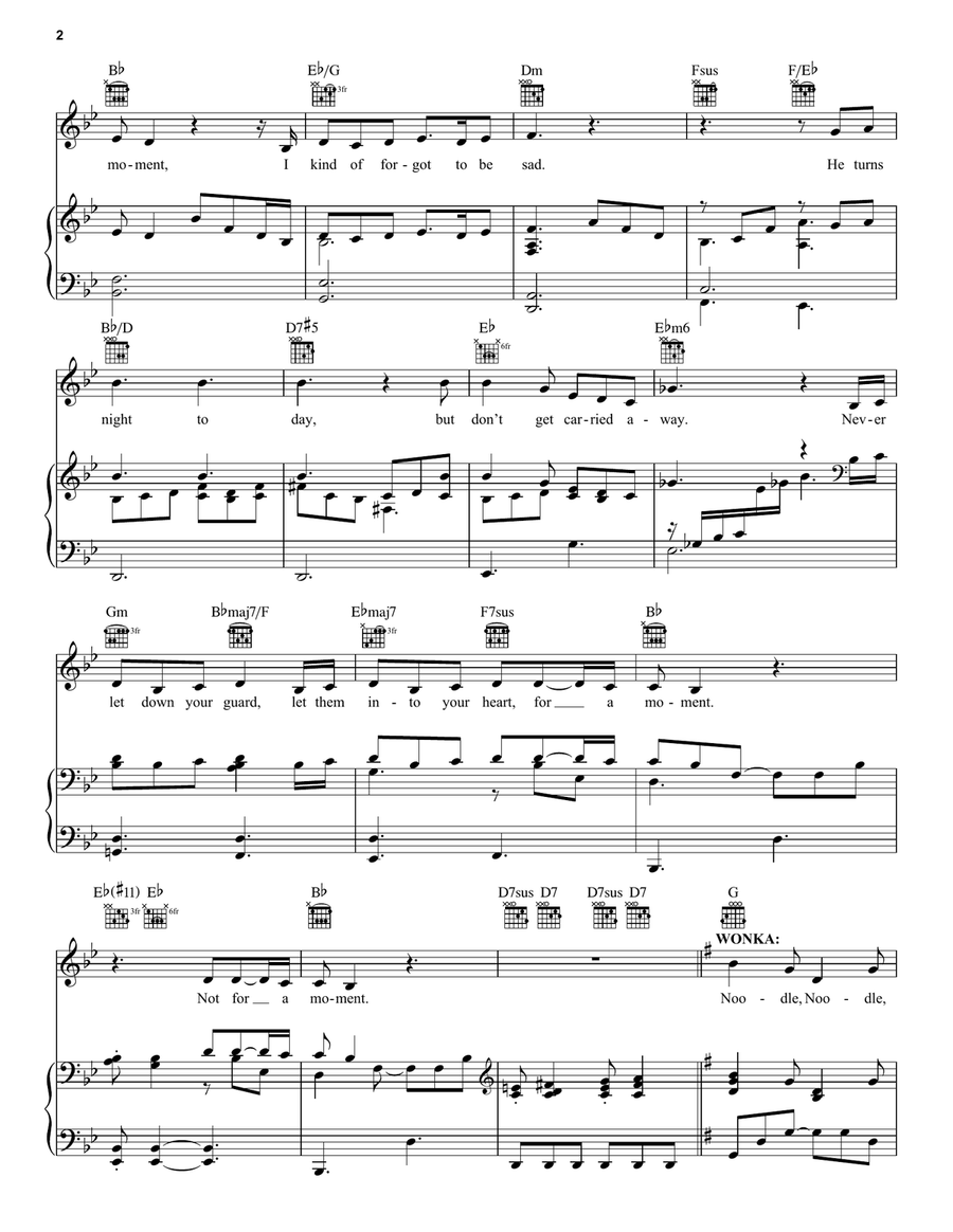 For A Moment (from Wonka) Piano, Vocal, Guitar scores gallery preview page 2