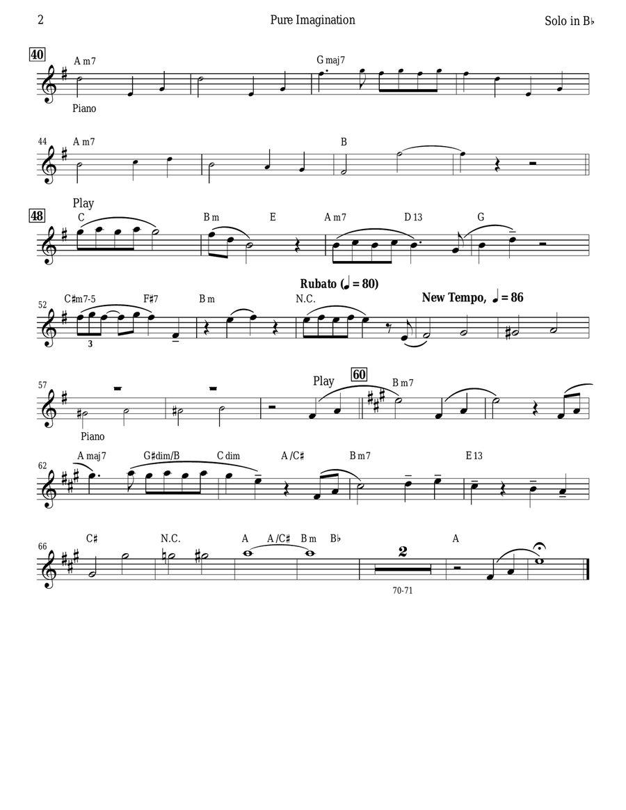 Pure Imagination B-Flat Trumpet scores gallery preview page 2