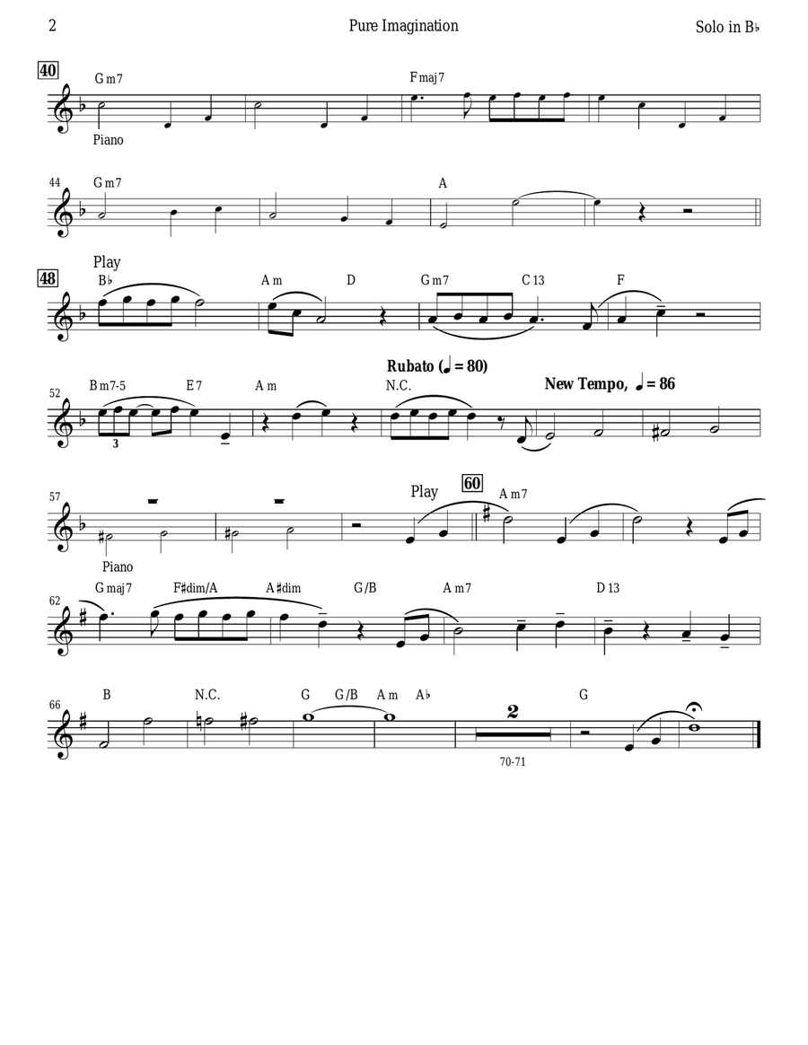 Pure Imagination B-Flat Trumpet scores gallery preview page 2